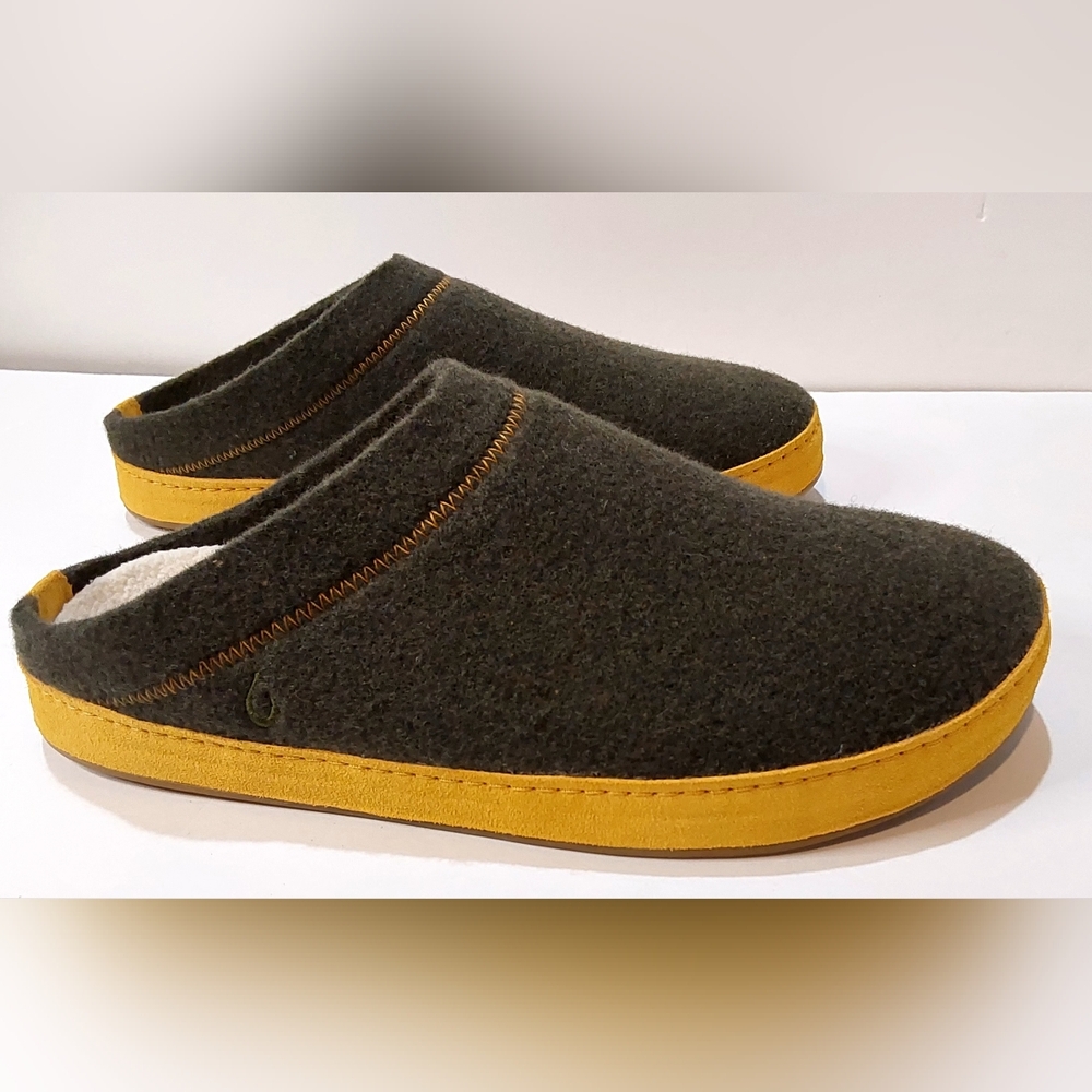 OLUKAI Hāmani Hulu Men's Slippers Mule Sheep Fur Lined Slip On Size 11 M NWOB - Picture 4 of 9